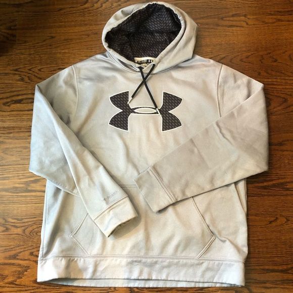 UNDER ARMOUR STORM Men's Grey Hoodie With Black Chest Logo & Hoodie Sz 2XL - Picture 8 of 8